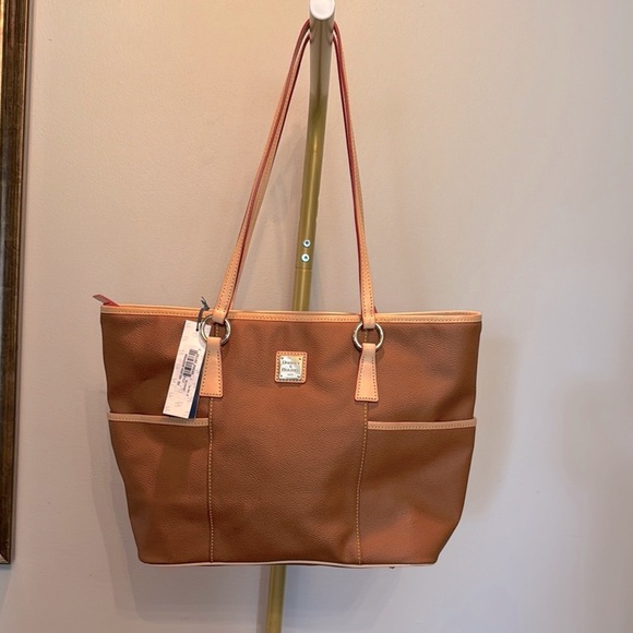 Dooney & Bourke Helena shopper Brown Tote Bag with Leather Accents NWT - Picture 1 of 16